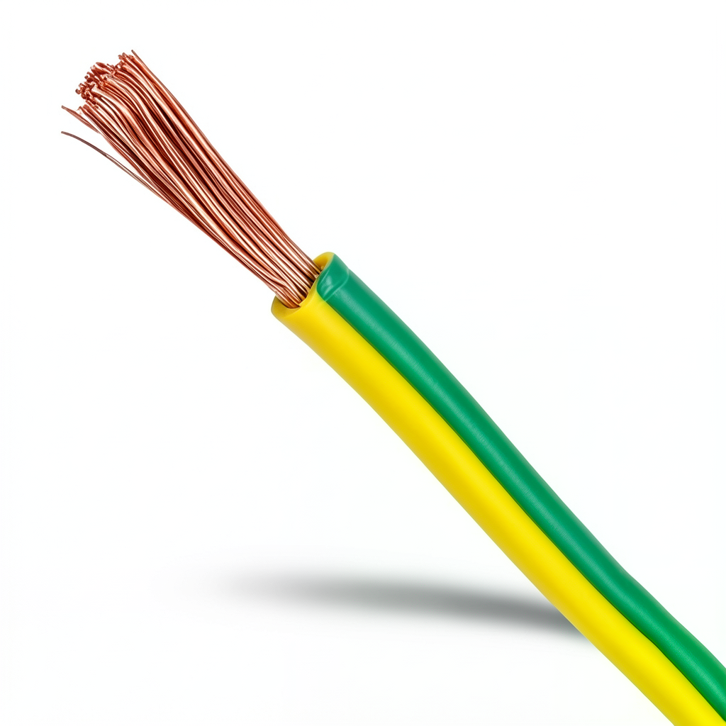 سلك تأريض نحاس شعر CU/PVC مقاس 10 مم2، 450/750 فولت، أخضر/أصفر