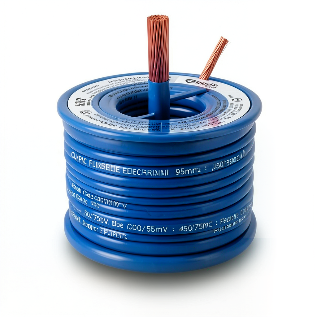 سلك نحاس شعر CU/PVC مقاس 95mm2، 450/750 فولت، أزرق | شركة كابلات جدة