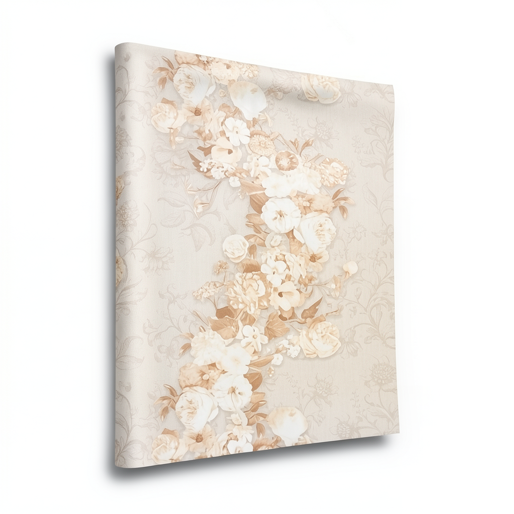 Dutch Floral Wallpaper 10m x 0.53m Pale Beige, Model 17796