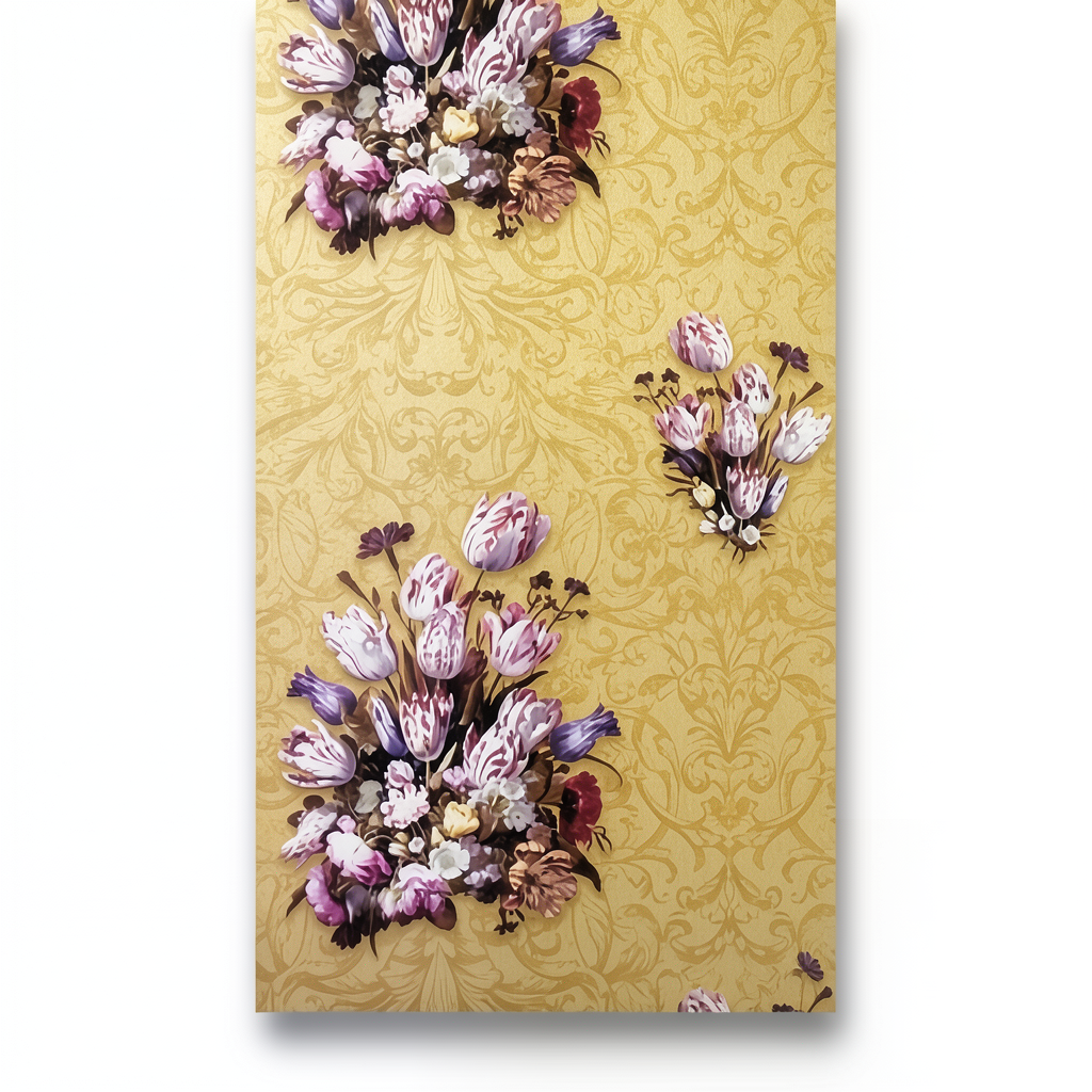 Floral Wallpaper 10m x 0.53m Gold Color, Model 17800