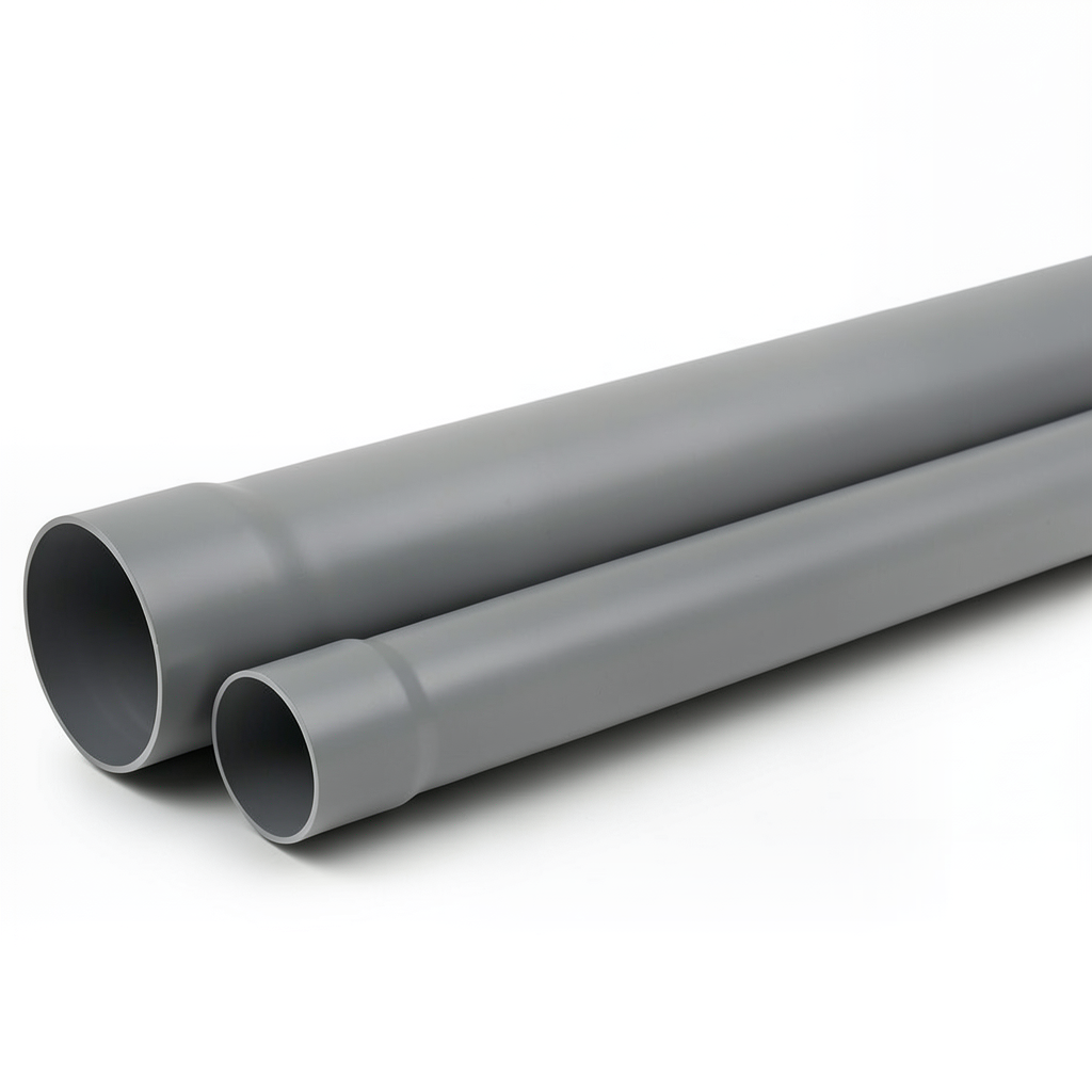 أنابيب UPVC ضغط اسمي 160 psi مقاس 6 إنش سماكة 7.26 ملم لون رمادي