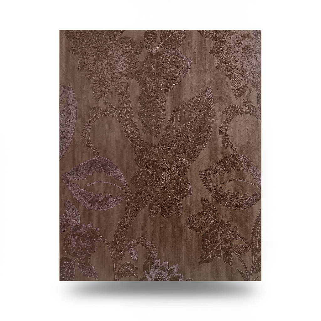 Floral Wall Covering Brown Color, 10m Length x 1.06m Width, Model 700050