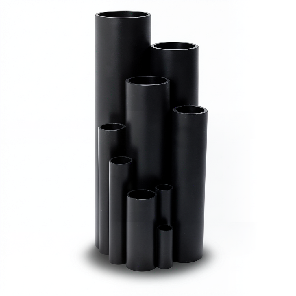 HDPE Plastic Pipe Pressure 16 Bar PE 80 Size 75 mm Thickness 8.4 mm Black