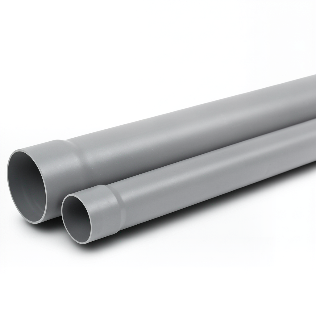 أنابيب بلاستيك UPVC ضغط 200 psi مقاس 4 إنش سماكة 6.10 mm لون رمادي