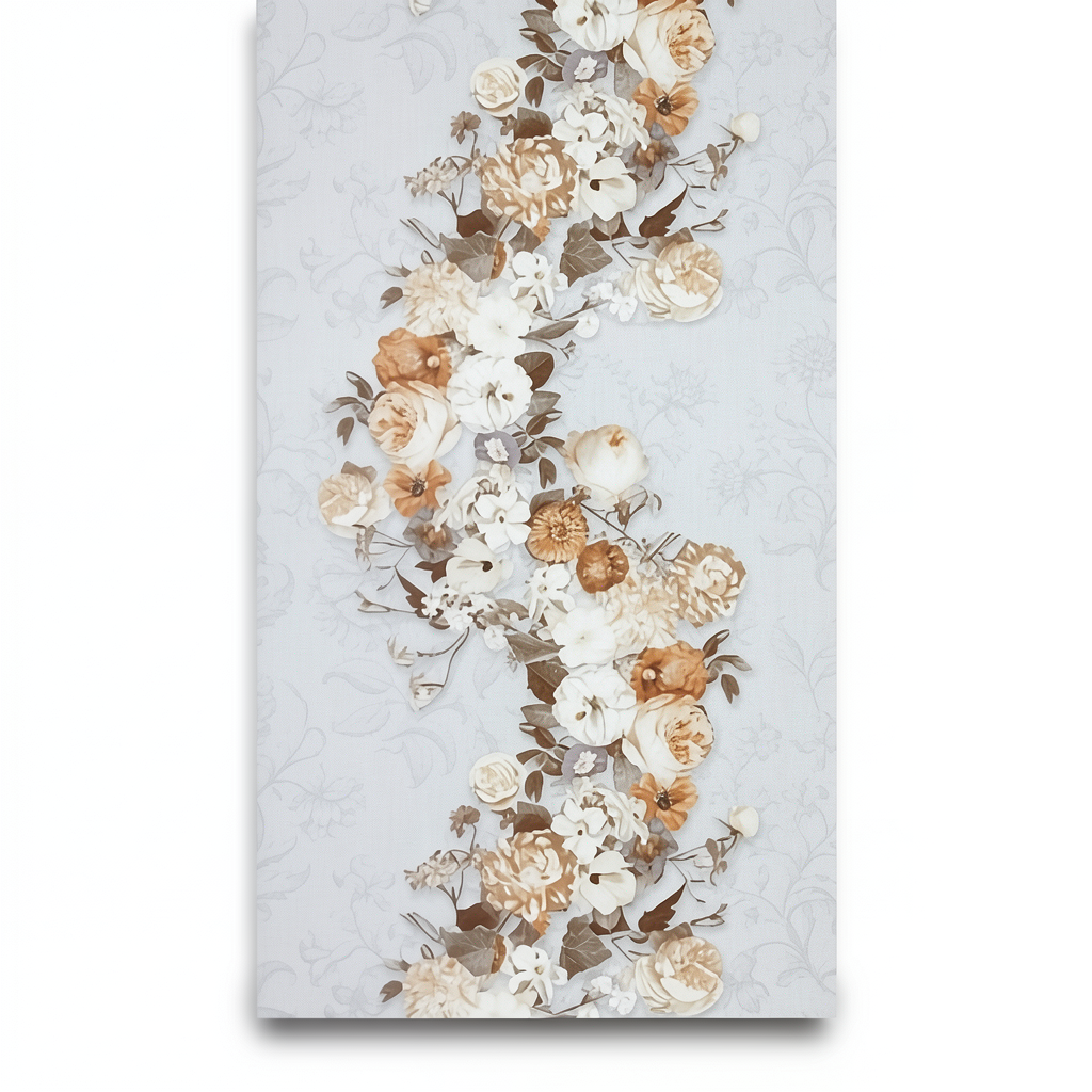 Dutch Floral Wall Covering 10m x 0.53m Light Gray, Model 17791
