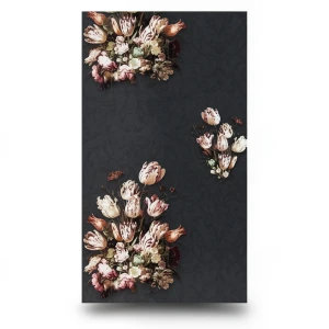Floral Wall Decoration 10m x 0.53m Dark Gray Model 17801