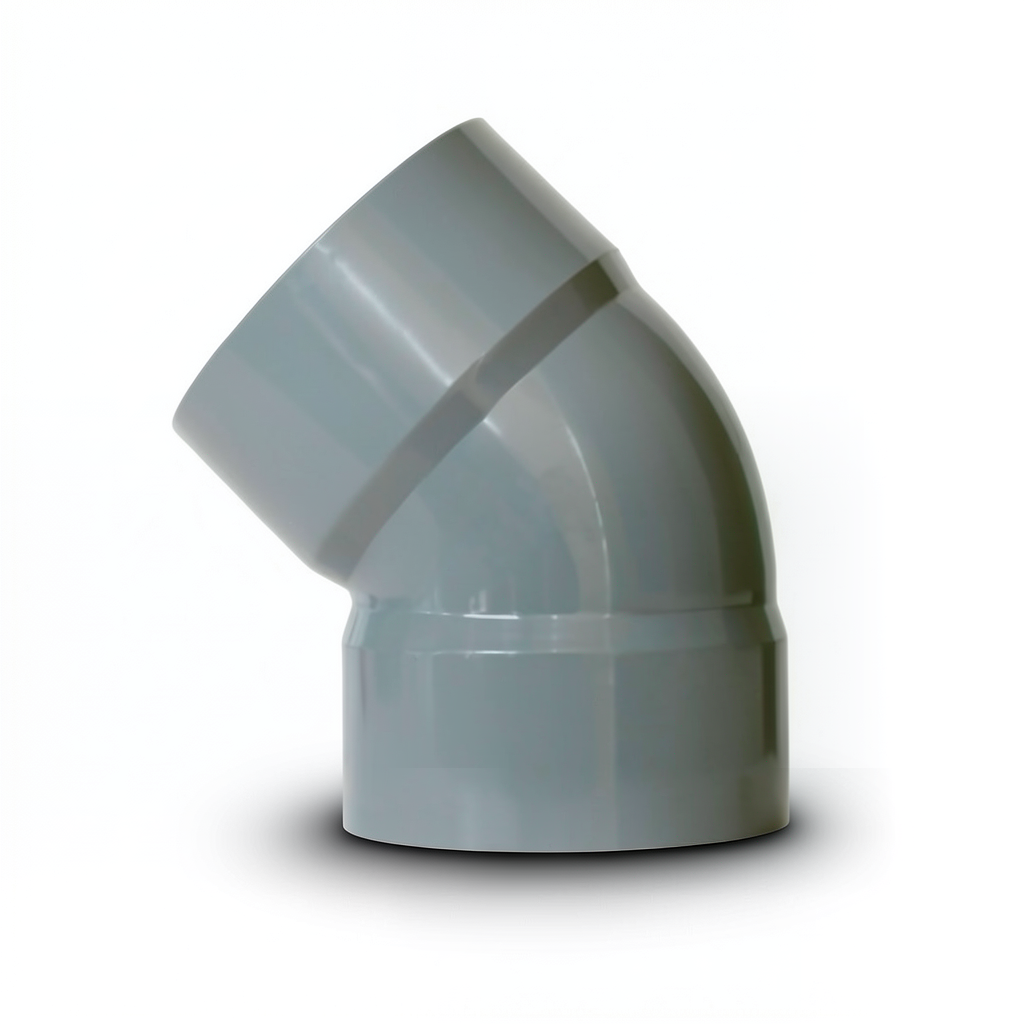 كوع UPVC زاوية 45° غير مضغوط مقاس 75 مم لون رمادي