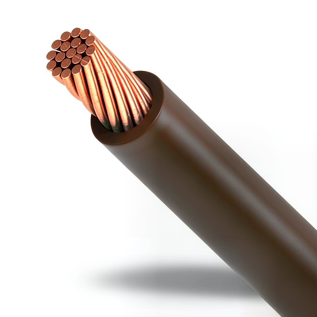 سلك كهرباء مجدول 6 مم موصل نحاس 450/750 فولت معزول PVC بني