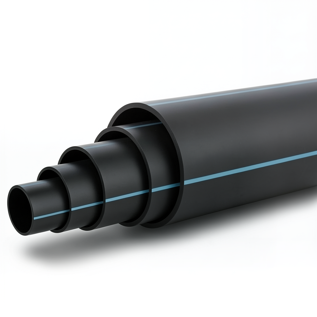 مواسير HDPE ضغط 4 بار PE 100 قطر خارجي 180 مم SDR 33 لون أسود