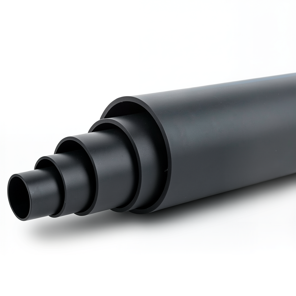 HDPE Polyethylene Pipe 4 Bar Pressure PE 100 Outer Diameter 250 mm SDR 33 Black