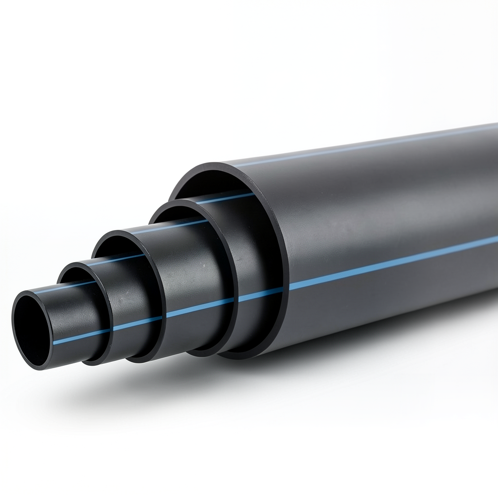 مواسير HDPE ضغط 4 بار PE 100 قطر خارجي 180 مم SDR 33 لون أسود