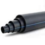 HDPE Polyethylene Plastic Pipe 4 Bar Pressure PE 100, 400 mm Diameter SDR 33, Black