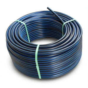 HDPE Plastic Coil Pipe PN 4 Bar PE 100 OD 75 mm SDR 33 Black with Blue Stripes