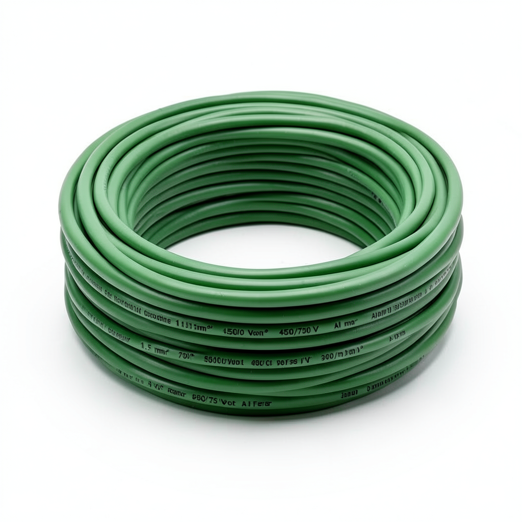 Single Core Solid Copper Cable PVC 70 ºC Insulation 1.5 mm² 450/750 Volt 300 Feet Green | Al Fanar