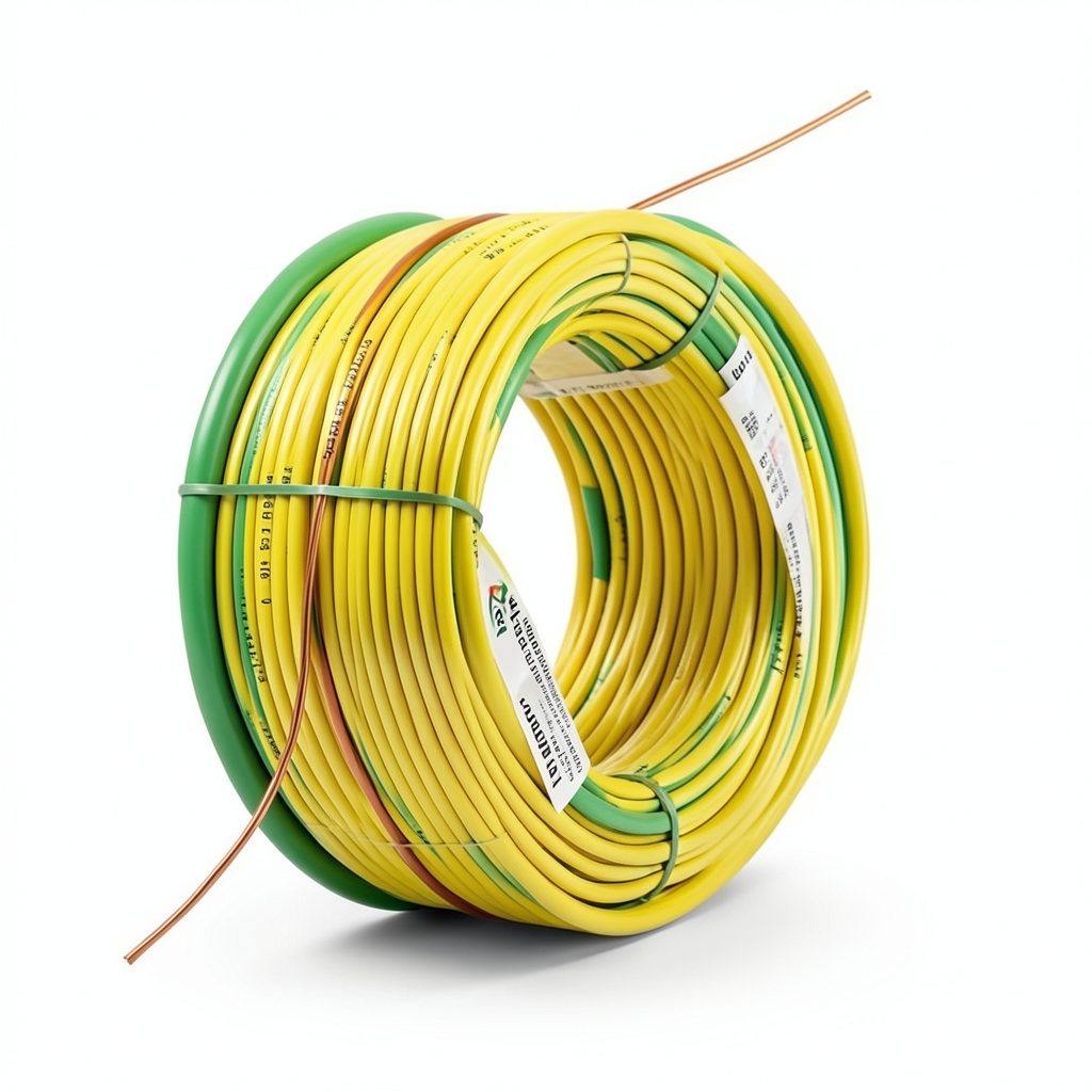 سلك نحاس مصمت احادى النواة معزول PVC 70º مقاس 1.5 مم² 450/750 فولت طول 300 قدم أصفر مع أخضر | شركة الفنار