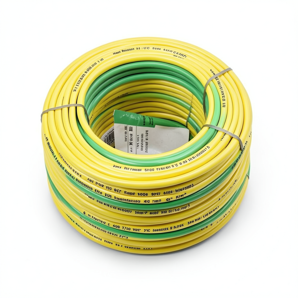 سلك نحاس مصمت مقاوم للحراره احادى النواة معزول PVC 90º 6 مم² 450/750 فولت 300 قدم اصفر مع الاخضر | شركة الفنار