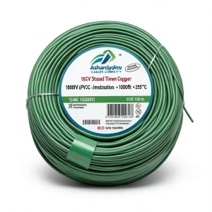 لفة سلك نحاس مجدول مطلي قصدير 18 AWG 1C جهد 1000 فولت عزل PVC +105°C اخضر، 2500 قدم | شركة كابلات الشرقية للصناعة