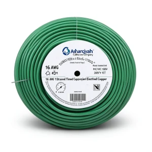 سلك كهرباء مفرد نحاس مجدول 16 AWG مطلي قصدير 1000 فولت عزل PVC +105°C أخضر 2500 قدم | شركة كابلات الشرقية للصناعة