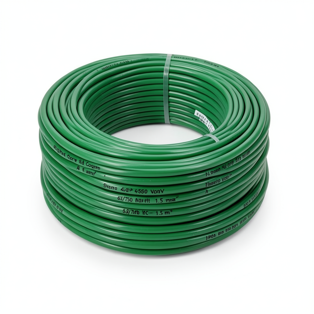 سلك نحاس مصمت احادى النواة معزول PVC 70º مقاس 1.5 مم² 450/750 فولت طول 300 قدم أخضر | شركة الفنار