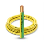 سلك نحاس مصمت مقاوم للحراره احادى النواة معزول PVC 90º مقاس 2.5 مم² 450/750 فولت طول 300 قدم أصفر مع الأخضر | شركة الفنار