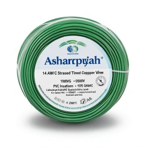سلك نحاس مجدول مفرد 14 AWG مطلي قصدير، 1000 فولت، عزل PVC +105°C، أخضر، طول 2500 قدم | شركة كابلات الشرقية للصناعة