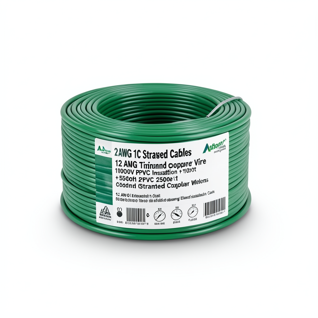 سلك نحاس مجدول مفرد 12 AWG مطلي قصدير 1000 فولت عزل PVC +105°C أخضر طول 2500 قدم | شركة كابلات الشرقية للصناعة