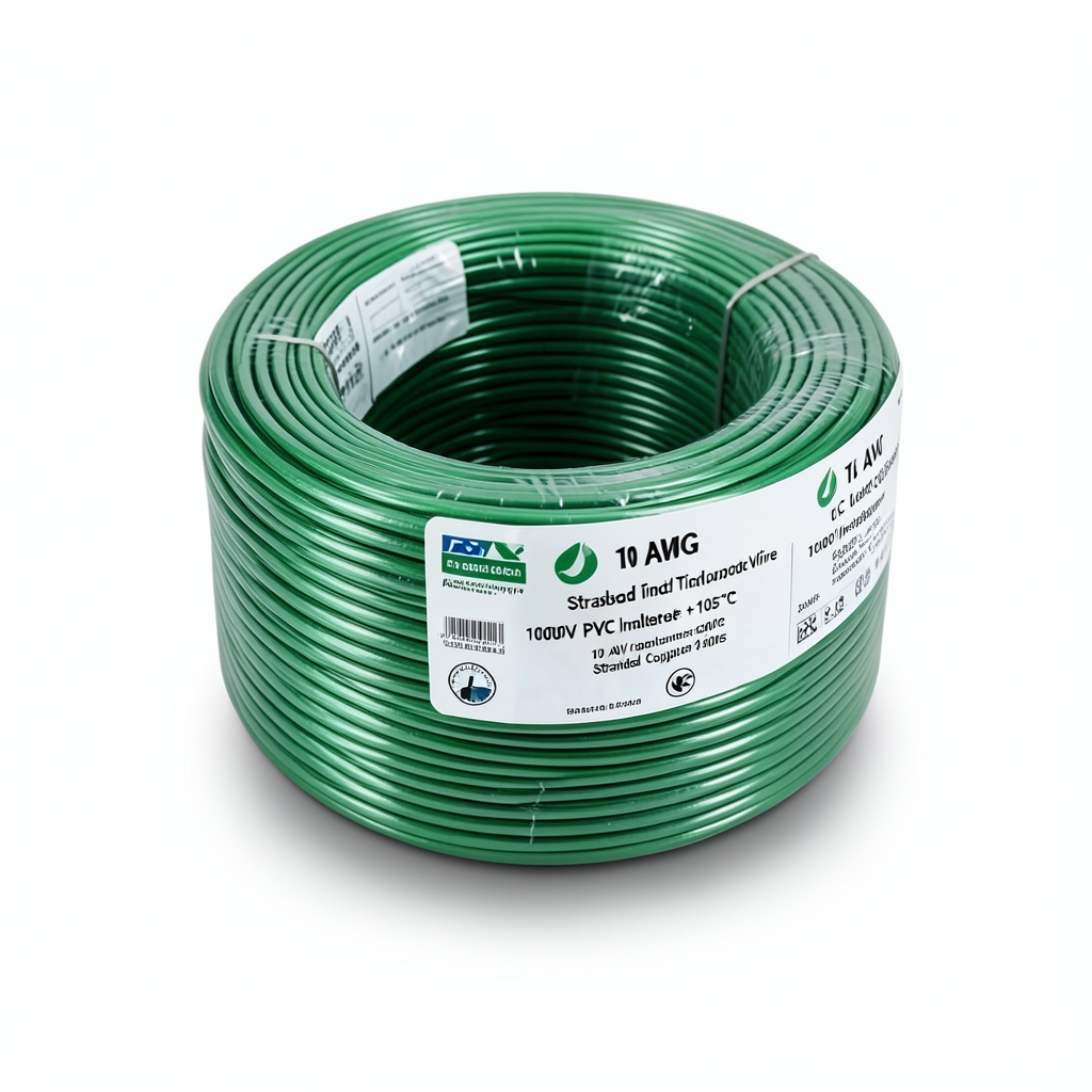 10 AWG 1C Stranded Tinned Copper Wire 1000V PVC Insulated +105°C Green, 2500ft | Asharqiyah Cables Company for Industry