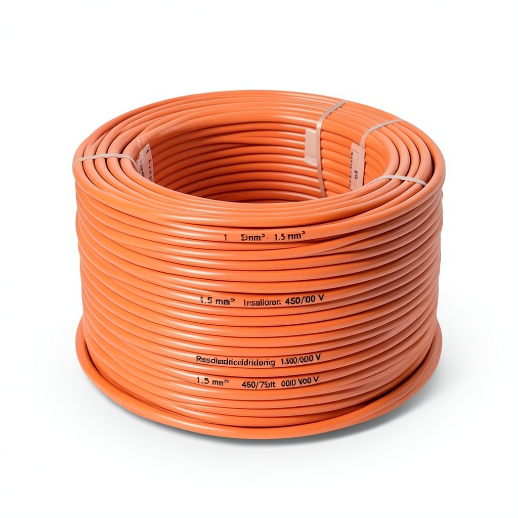 سلك نحاس مصمت احادى النواة معزول PVC 70º مقاس 1.5 مم² 450/750 فولت طول 300 قدم برتقالي | شركة الفنار