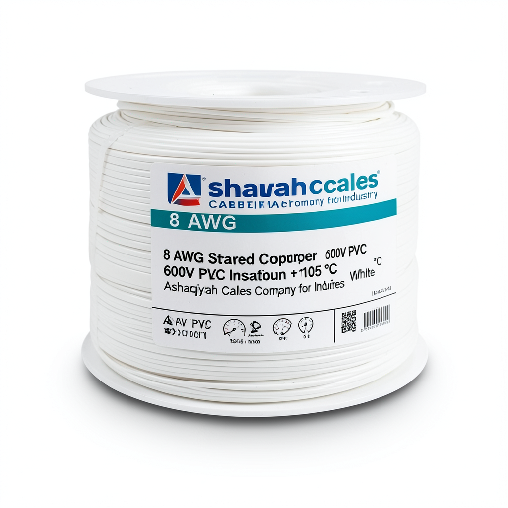 8 AWG Stranded Copper Electrical Wire 600V PVC Insulation +105°C White | Asharqiyah Cables Company for Industry