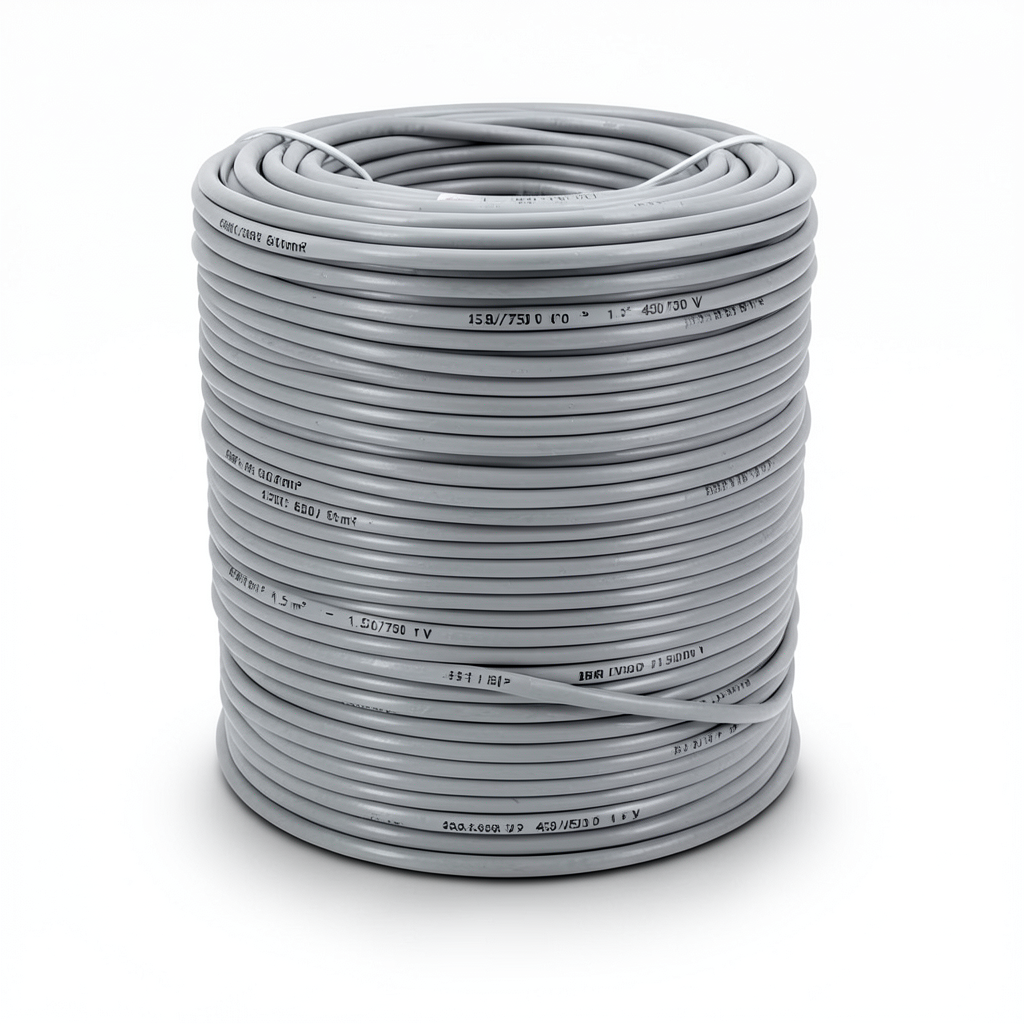 سلك نحاس مصمت احادى النواة معزول PVC 70º مقاس 1.5 مم² 450/750 فولت طول 300 قدم رمادي | شركة الفنار