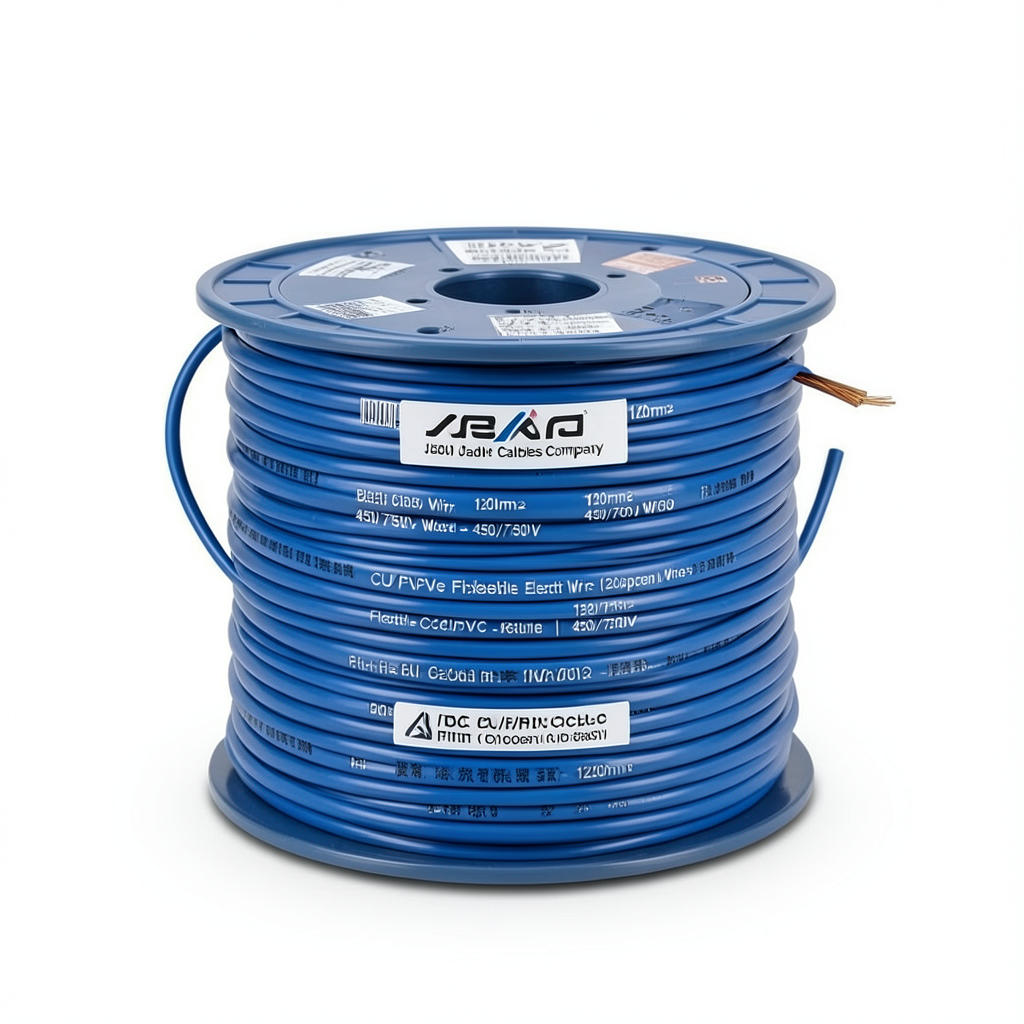 لفة سلك نحاس شعر CU/PVC مقاس 120mm2، 450/750 فولت، أزرق | شركة كابلات جدة