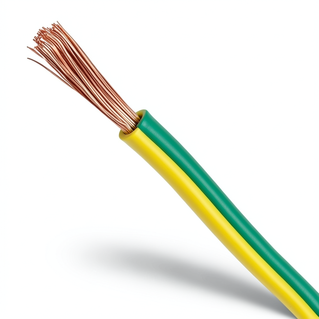 سلك كهرباء تأريض نحاس شعر CU/PVC مقاس 16mm2 450/750 فولت، اخضر/اصفر