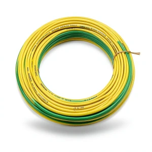 سلك نحاس مصمت مقاوم للحراره احادى النواة معزول PVC 90º مقاس 2.5 مم² 450/750 فولت طول 300 قدم أصفر مع الأخضر | شركة الفنار