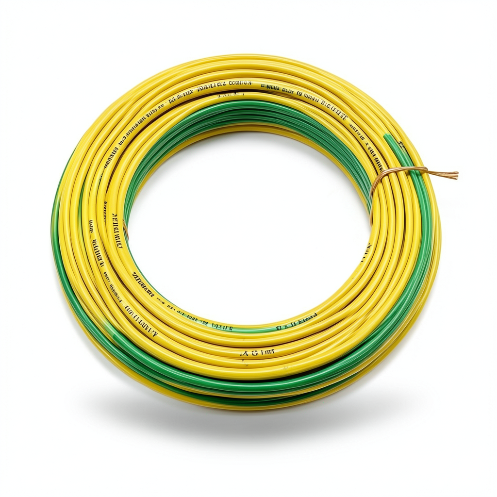 سلك نحاس مصمت مقاوم للحراره احادى النواة معزول PVC 90º مقاس 2.5 مم² 450/750 فولت طول 300 قدم أصفر مع الأخضر | شركة الفنار