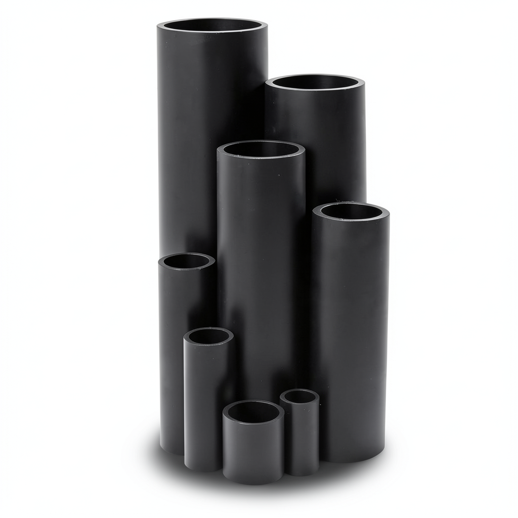 انابيب بلاستيك HDPE ضغط 16 بار PE 80 مقاس 75 ملم سمك 8.4 ملم لون اسود
