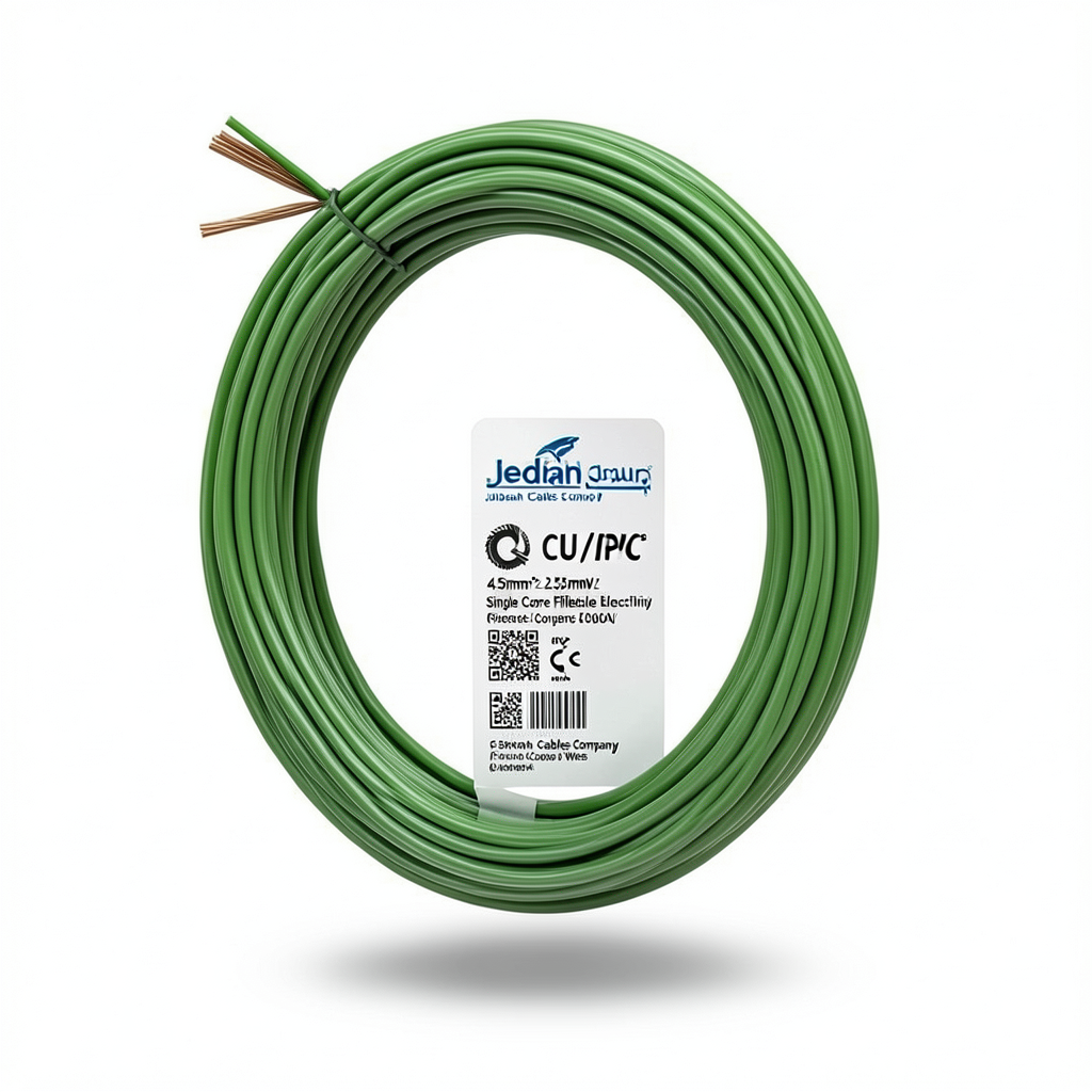 2.5mm2 Single Core Flexible Electric Wire CU/PVC, 450/750V, Green | Jeddah Cables Company
