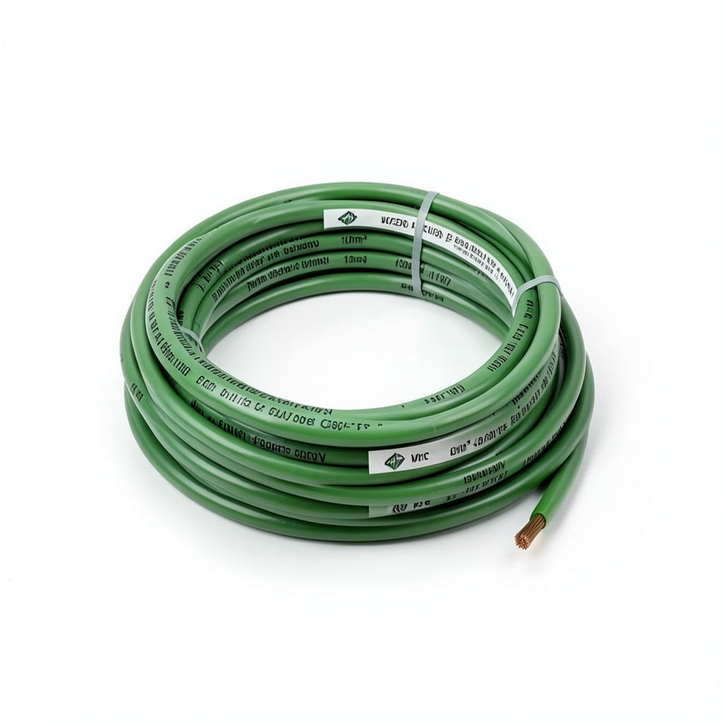 10mm2 Single Core Flexible Electrical Wire CU/PVC, 450/750V, Green Color | Jeddah Cables Company