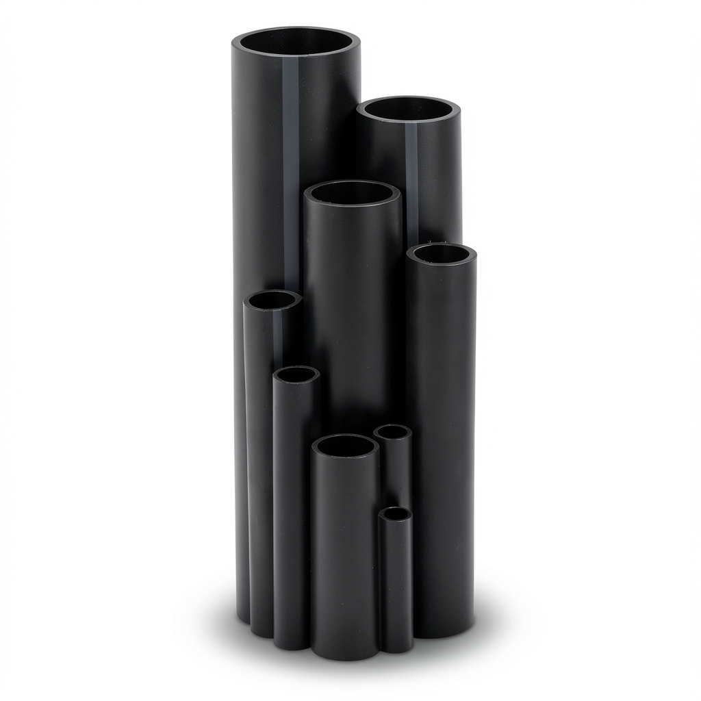 مواسير HDPE ضغط 6 بار PE 80 قطر خارجي 450 mm سمك 20.5 mm لون أسود