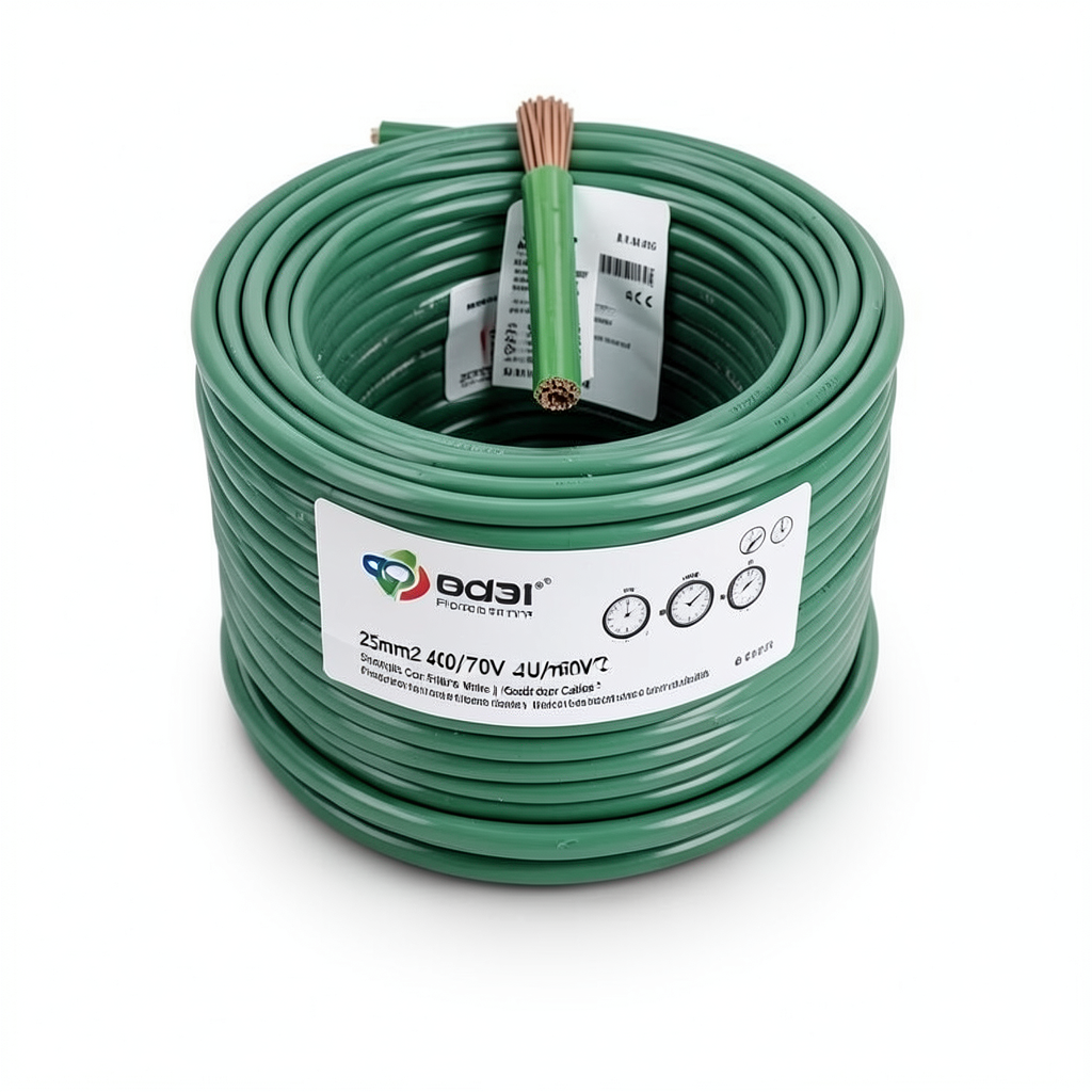 25mm2 Single Core Flexible Wire CU/PVC, 450/750V, Green | Jeddah Cables Company
