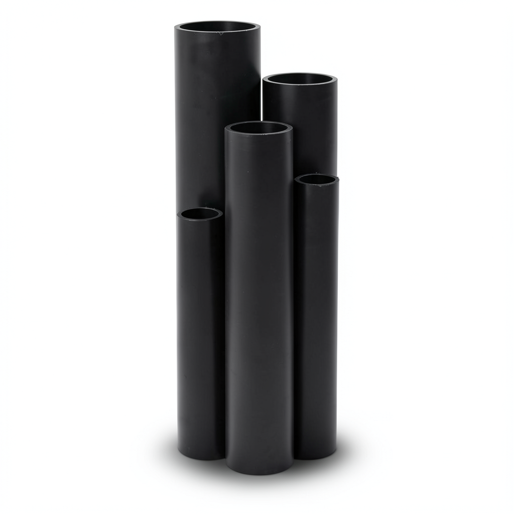 مواسير بلاستيك HDPE ضغط 16 بار PE 80 مقاس 110 ملم سمك 12.3 ملم لون اسود