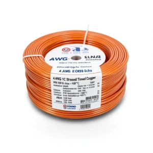 سلك نحاس مجدول مطلي قصدير 4 AWG 1C، جهد 1000 فولت، عزل PVC +105°C، برتقالي، طول 500 قدم | شركة كابلات الشرقية للصناعة