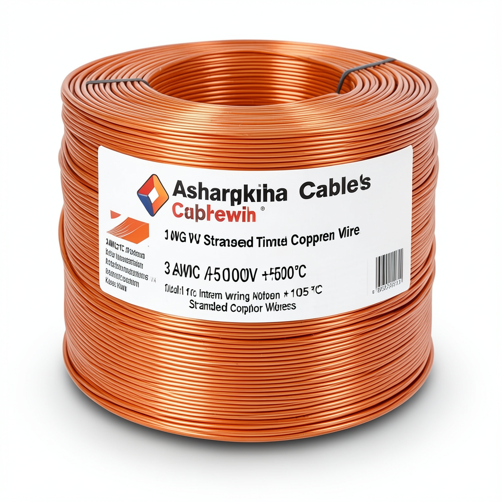 سلك مفرد نحاس مجدول 3 AWG مطلي قصدير 1000 فولت عزل PVC +105°C برتقالي 500 قدم | شركة كابلات الشرقية للصناعة