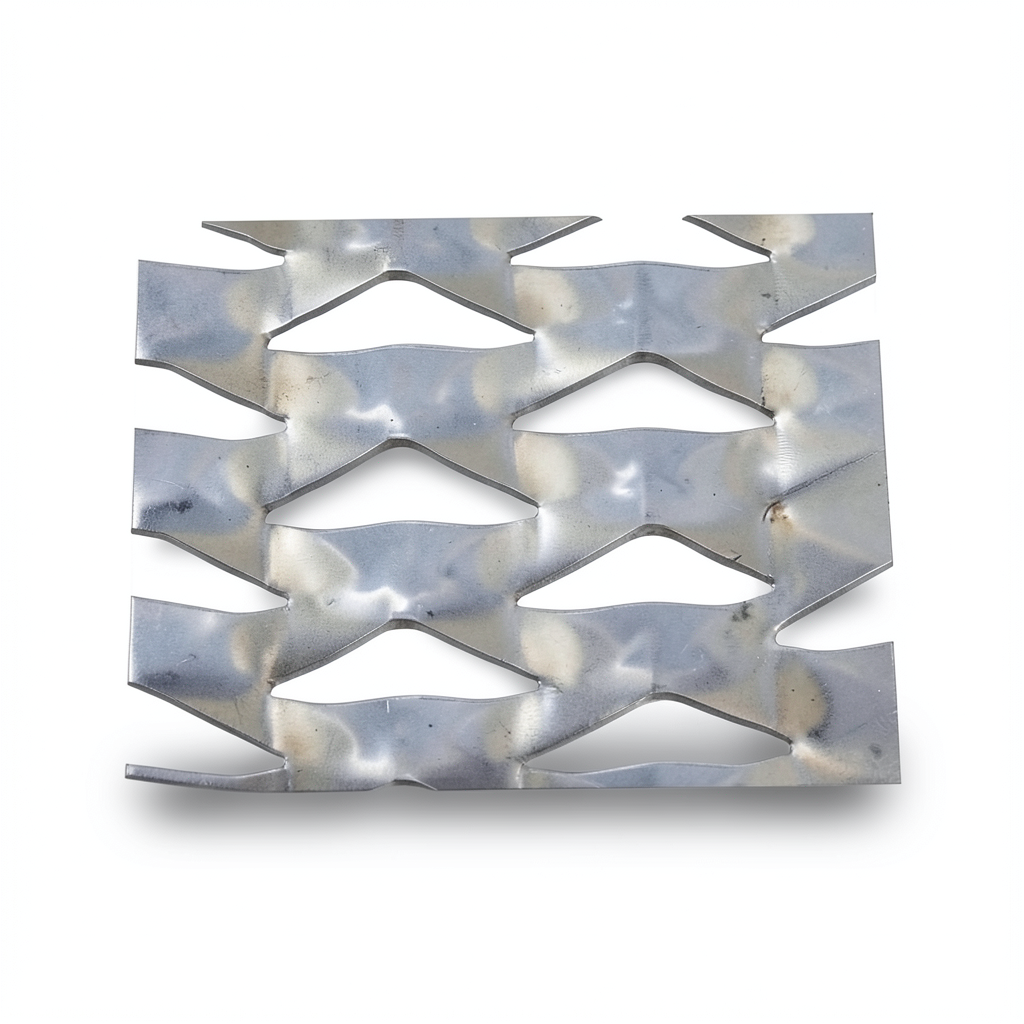 سلك شبك معدني ممدد (بقلاوه) حديد مدرفل على الساخن شكل معماري تخانة 3.8 mm مقاس 1.22×5 متر