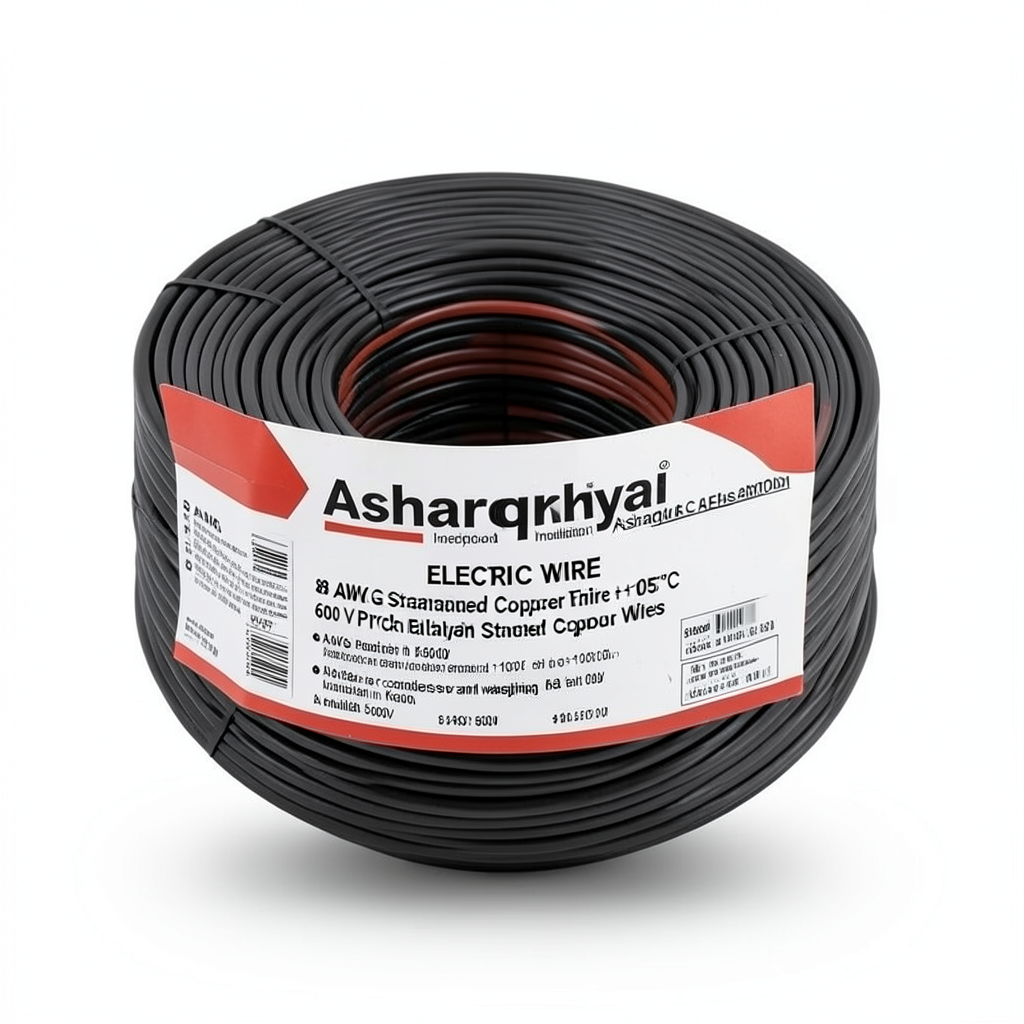 سلك كهرباء 8 AWG نحاس مجدول جهد 600 فولت عزل PVC +105°C اسود | شركة كابلات الشرقية للصناعة