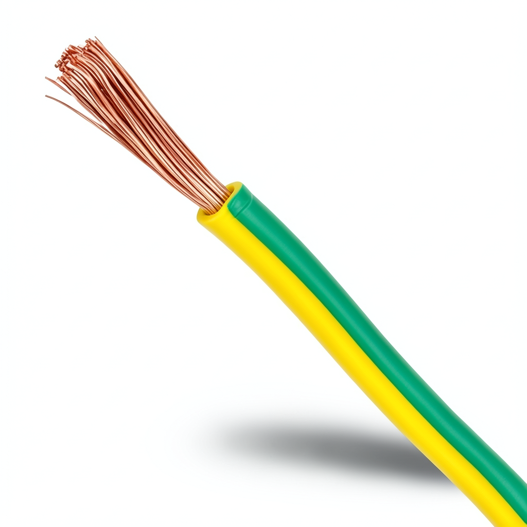 سلك كهرباء تأريض نحاس شعر CU/PVC مقاس 16mm2 450/750 فولت، اخضر/اصفر