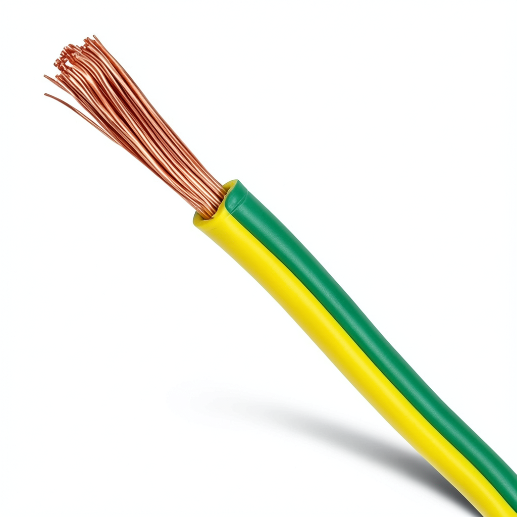 سلك تأريض نحاس شعر CU/PVC مقاس 50 مم2، 450/750 فولت، اخضر/اصفر