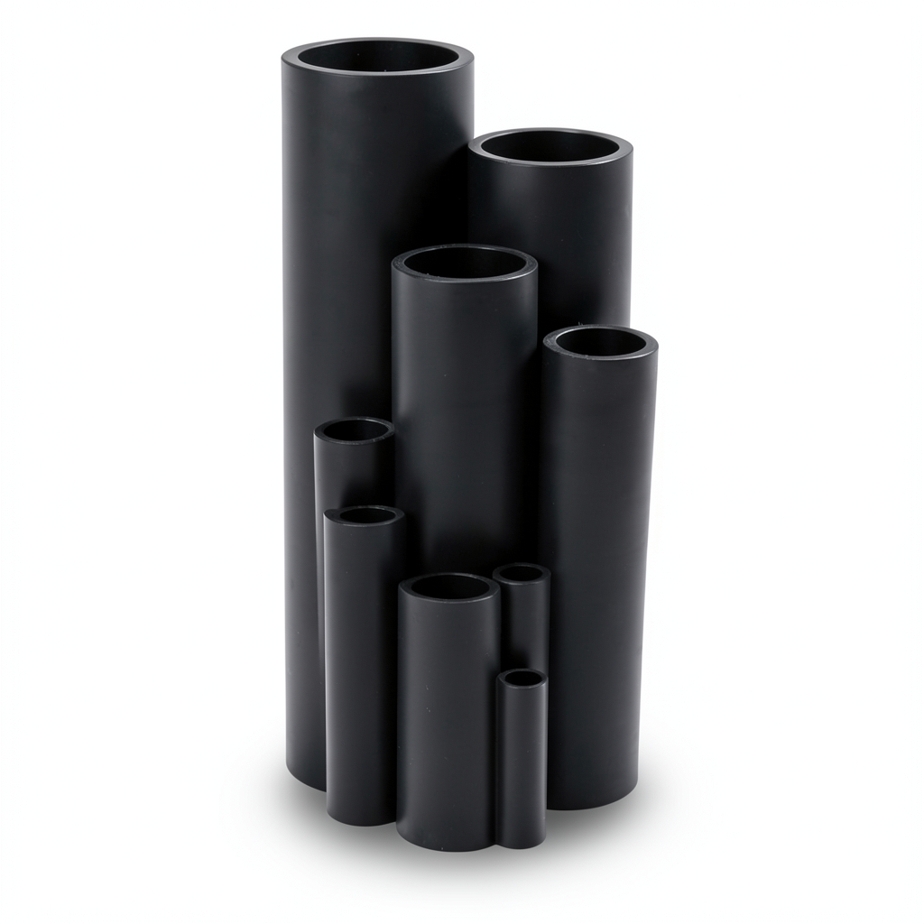 مواسير بلاستيك HDPE ضغط 16 بار PE 80 مقاس 110 ملم سمك 12.3 ملم لون اسود