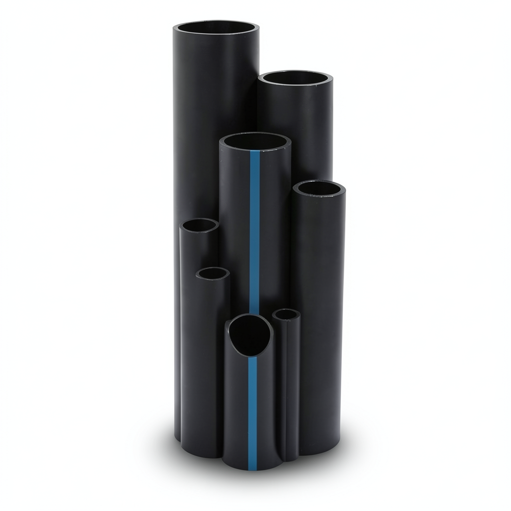 HDPE Plastic Pipe Nominal Pressure 16 Bar PE 80 Size 90 mm Thickness 8.2 mm Black