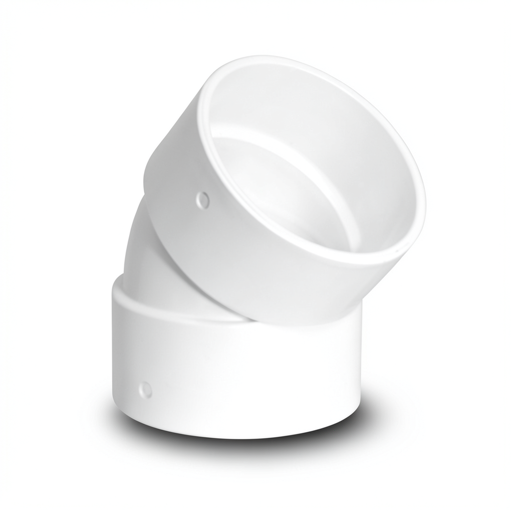 كوع UPVC زاوية 45° مقاس 1/2 1 إنش أبيض اللون