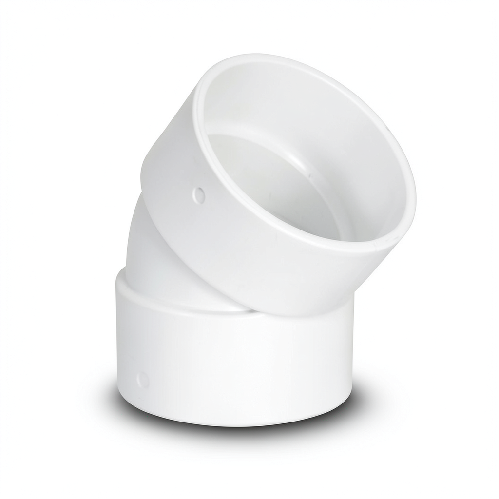 كوع بلاستيك UPVC زاوية 45° مقاس 4 إنش أبيض